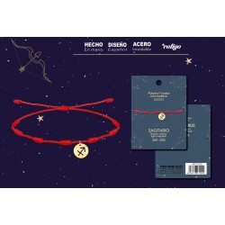 Pulsera 7 Nudos Colgante Sagitario Dorado - Coleccion Constelaciones Zodiaco